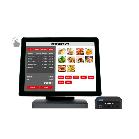 Punto de Venta - Mini PC Advance MP6560 NUC + Pantalla táctil multipunto + Ticketera Termica